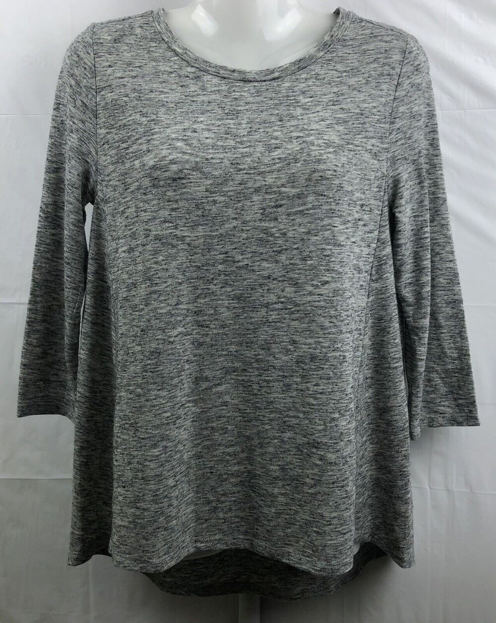 Ann Taylor Loft Top Women XS Grey Heather 3/4 Sleeves Tunic Top Stretch Soft